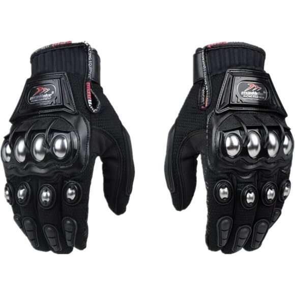 Men's Black Outdoor Reinforced Knuckle Motorbike Power Sports Safety Gloves - Picture 1 of 8